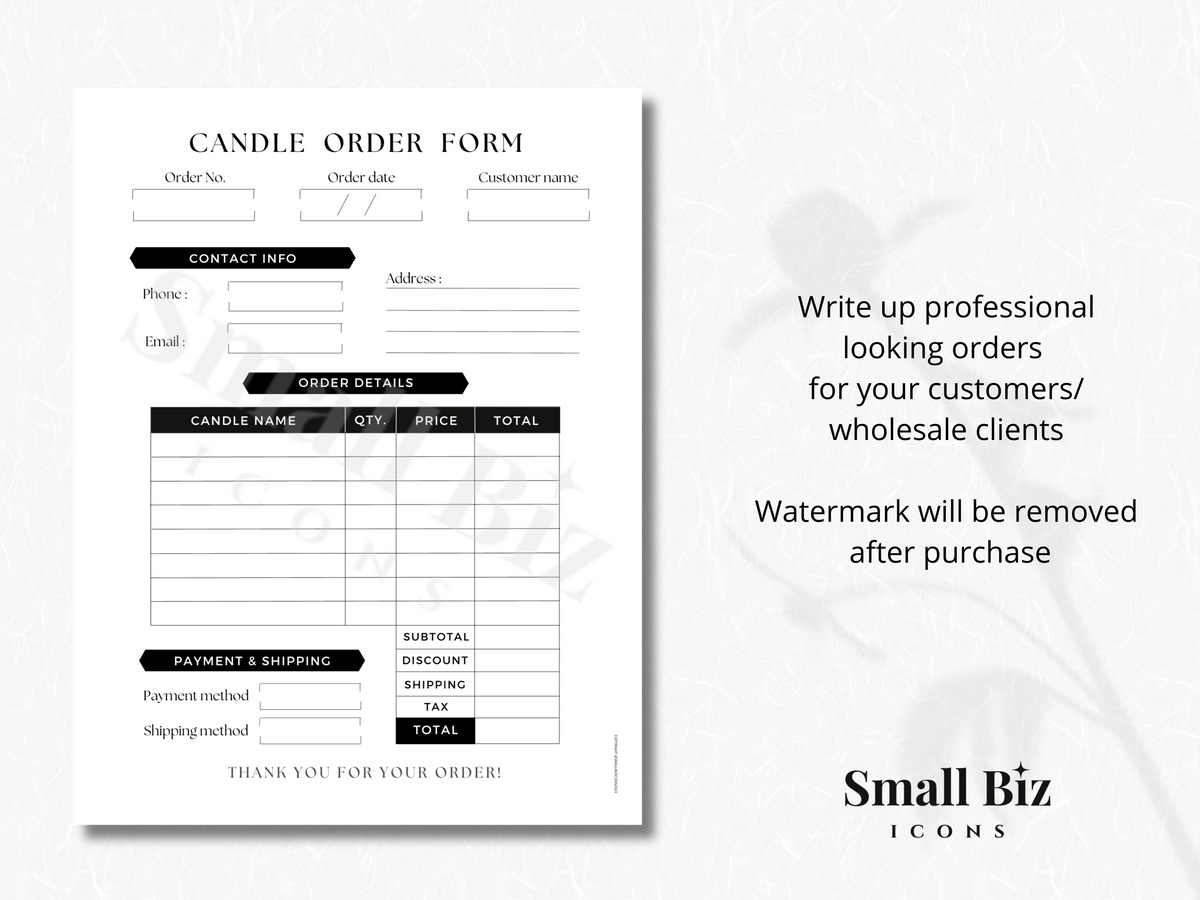 CANDLE ORDER FORM