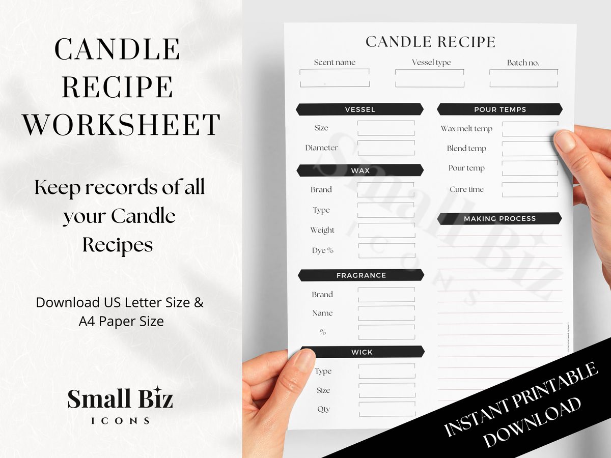 CANDLE RECIPE WORKSHEET