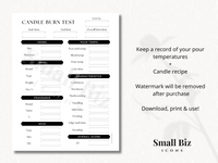 CANDLE TESTING WORKSHEET