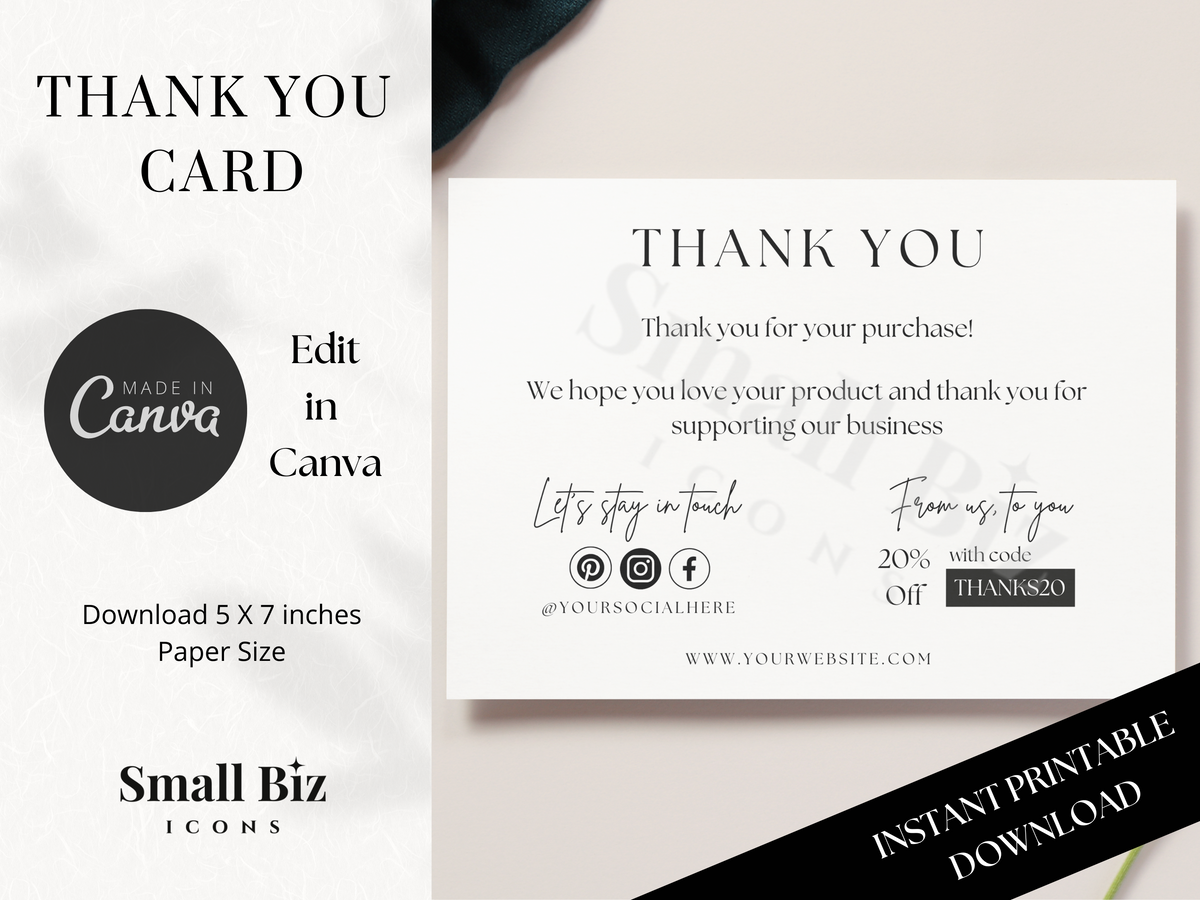 MINIMAL THANK YOU FOR YOUR PURCHASE CARD